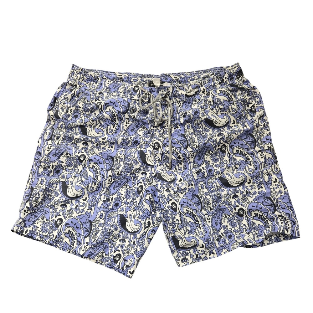 Bugatchi Uomo Swim‎ Shorts Mens Large Paisley Floral Drawstring Mesh Pockets